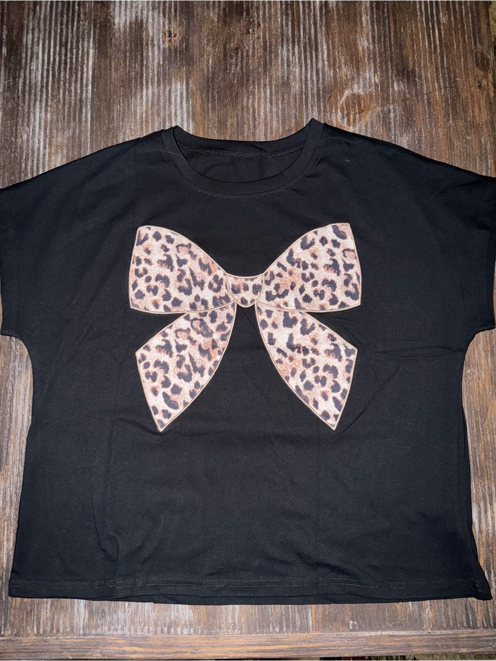 Boutique Style Leopard Print Bow T-Shirt NEW